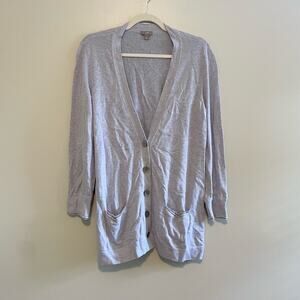 J Jill Size M Petite Purple Slouchy Button Up Cardigan Long Sleeves 100% Cotton